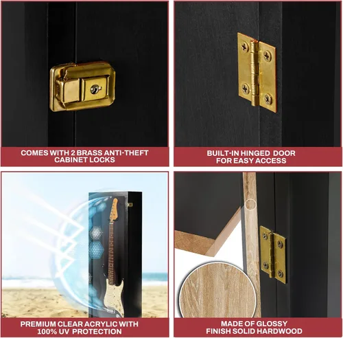 Miniatura 4 de PENNZONI Vitrina para guitarra eléctrica, estuche acrílico para guitarra eléctrica, soporte de pared, estuche de pared para guitarra hecha de marco