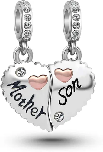 Miniatura 3 de Dijes de corazón a juego para madre, hijo, madre, hija, pareja, compatible con pulseras Pandora