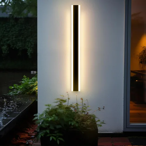 Miniatura 12 de Lámparas de Pared Exteriores Modernas Aplique de Pared LED Largo Negro Lámpara Exterior IP65 Impermeable 10W 3000K Luces de Pared Rectangulares