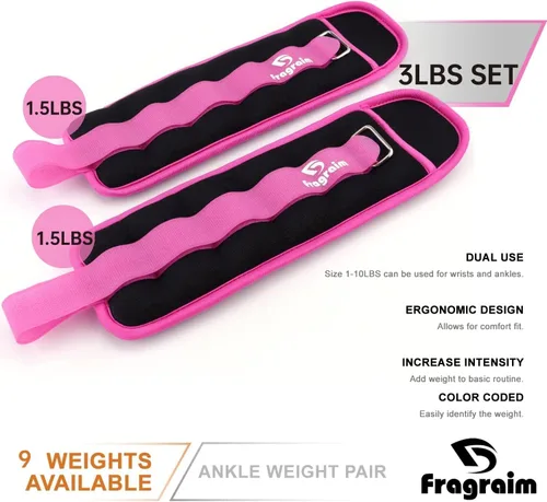 Miniatura 3 de Fragraim - Juego de pesas de tobillo para mujeres, hombres y niños, ideal para entrenamiento de fuerza para muñeca/pierna/brazo, correa ajustable, 1