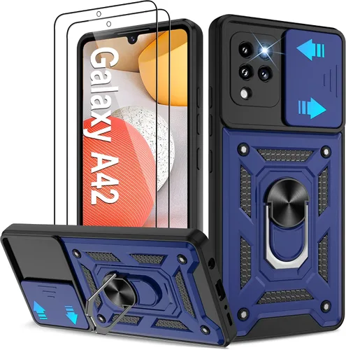 Miniatura 8 de ATUMP Funda para T-Mobile Revvl V Plus 5G con protector de pantalla HD con cubierta de cámara deslizante, soporte de anillo de rotación de 360° Negro