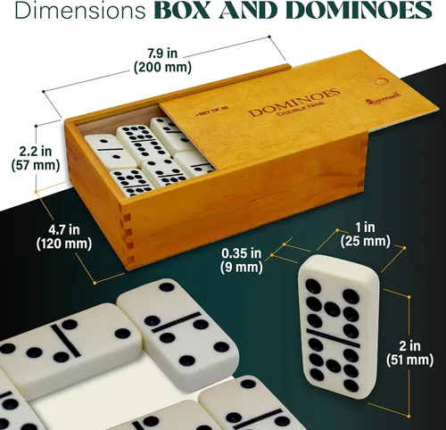 Miniatura 3 de Juego de dominó doble 9 – Juego de dominó para adultos y niños a partir de 8 años – Juego de dominó doble nueve, juegos de mesa clásicos – Juego