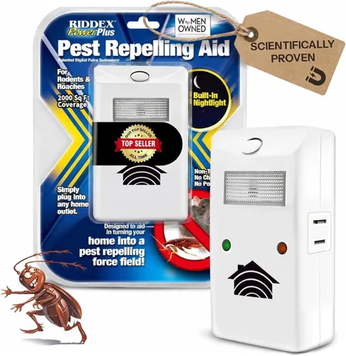 RIDDEX Power Plus Repelente de Insectos | Enchufe, Disuasor de Ratones - Control de Plagas para la Defensa Contra Ratas, Ratones, Cucarachas, Bichos