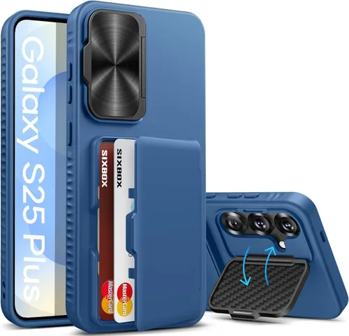 Miniatura 29 de Funda para Samsung Galaxy S25 FE, tarjetero integrado, soporte y cubierta para lente, prueba de caídas de grado militar, borde de silicona suave