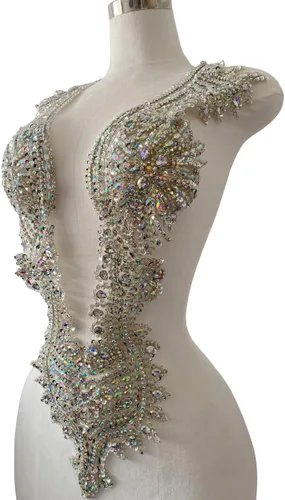 Miniatura 4 de Apliques hechos a mano de cristal sobre encaje, cuentas de diamantes de imitación para coser, parches de lentejuelas, accesorios de decoración