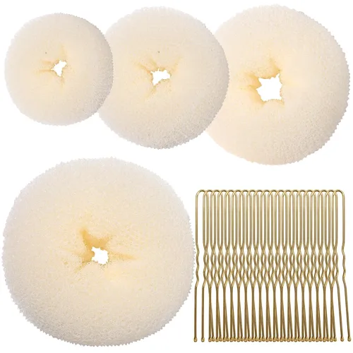 Miniatura 12 de Teenitor Creador de Moños de Cabello para Niñas - Donas para el Cabello, Moño de Ballet en 4 Tamaños, Marrón Claro D-Marrón claro