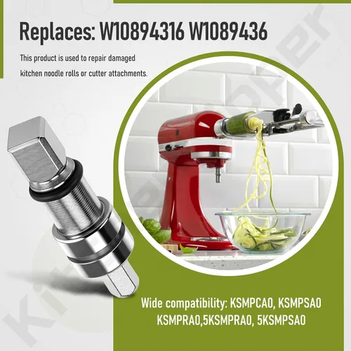 Miniatura 5 de Acoplador de eje de corte para pasta compatible con batidora de pie Kitchen-Aid – Para rodillo de pasta serie KSMP y cortador de reparación