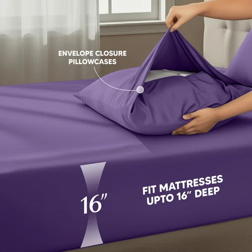 Miniatura 111 de Utopia Bedding Juego de sábanas Queen – Sábanas de 4 piezas para cama tamaño Queen, microfibra suave y transpirable, incluye 1 sábana bajera, 1 Gris