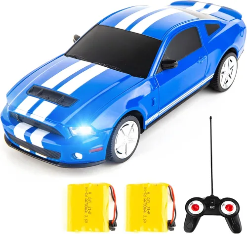 BDTCTK Control remoto 1/24 Ford Mustang Shelby GT500 RC Model Car, juguetes para niños y adultos mayores de 6 años, azul