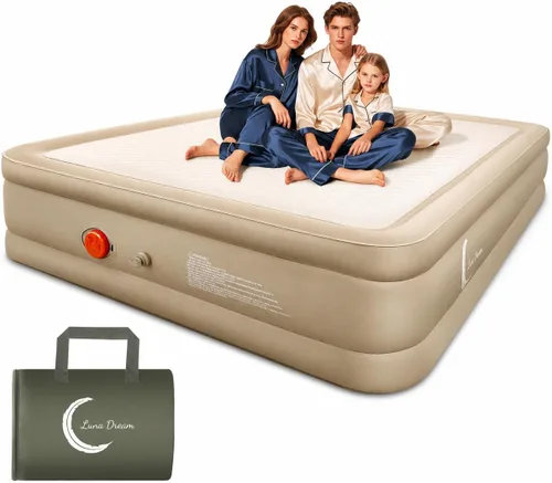 LunaDream Colchón de aire Twin XL con bomba incorporada recargable por USB, cama de aire inflable inalámbrica, tecnología FlexWeave para soporte