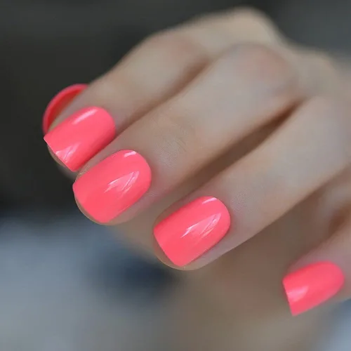 Miniatura 26 de Coolnail Uñas acrílicas clásicas a presión con flores cortas, uñas cuadradas de diseño natural, uñas postizas con purpurina para uso diario
