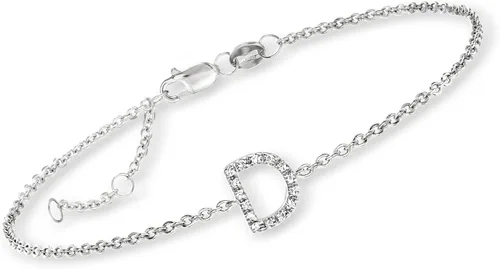 Miniatura 9 de RS Pure by Ross-Simons Diamond-Accented Single-Initial Bracelet in Sterling Silver