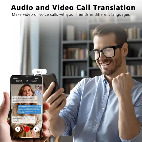 Miniatura 3 de Lentes inteligentes AI para hombres y mujeres, traductor en tiempo real 164 idiomas, reproducción de música y llamadas manos libres para uso diario