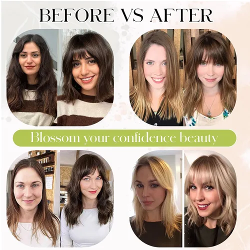 Miniatura 3 de Bangs Hair Clip in Bangs, French Ash Blonde Fake Bangs Hair Clip on Bangs for Women Fringe with Temples Hairpieces Faux Bangs for Daily Wear