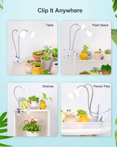 Miniatura 4 de Luces de cultivo para plantas de interior, luz de crecimiento de espectro completo con LED rojo blanco cálido, luz de planta de clip de doble