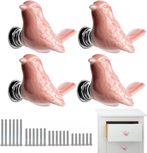 Miniatura 9 de Paquete de 6 pomos de cerámica para cajones, manijas de gabinete en forma de pájaro, armario, armario, puerta, pomos para muebles, pomos