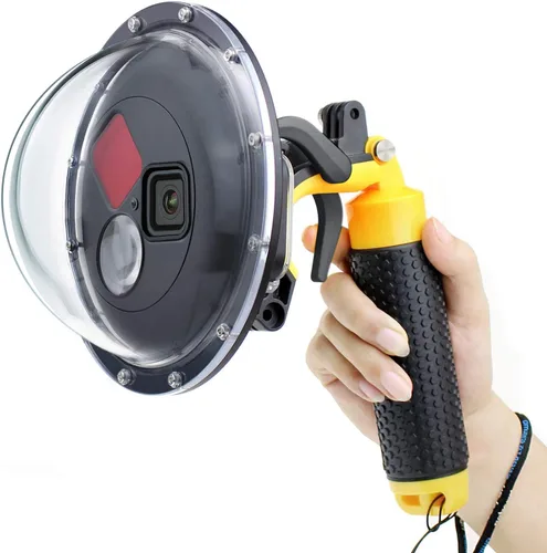 Miniatura 10 de GEPULY - Puerto domo para GoPro Hero 8 Black, lente de puerto domo con carcasa impermeable, disparador de obturador, agarre de mano flotante