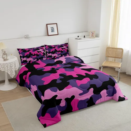 Miniatura 3 de Juego de edredón de camuflaje para niños, tamaño individual, para niños y niñas, juego de ropa de cama ligero con estampado de camuflaje militar