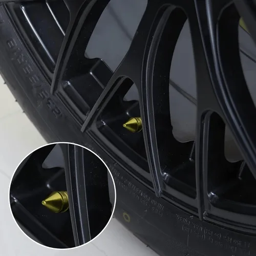 Miniatura 5 de SINGARO Tapones para válvulas de neumáticos de automóvil, 4 piezas de accesorios universales de aleación de aluminio, cubiertas de neumáticos Dorado