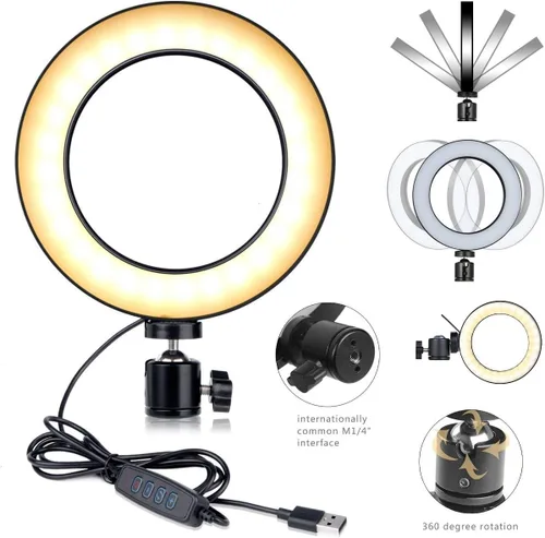 Miniatura 7 de Kit de luz de anillo de escritorio y pared, anillo de luz USB de 6 pulgadas con soporte de montaje para YouTube, tareas, manualidades, arquitecto
