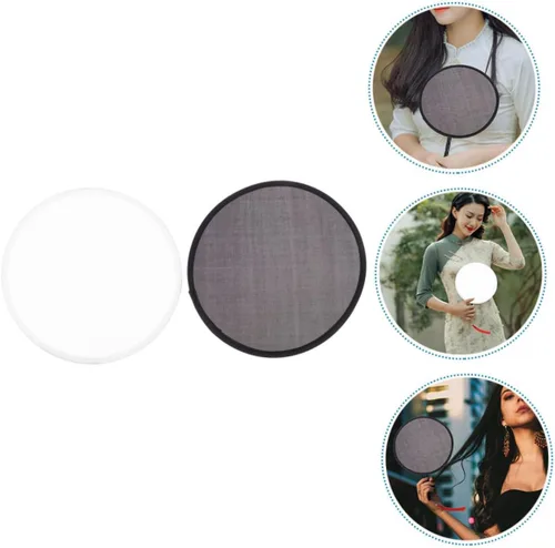 Miniatura 9 de ARTIBETTER Ventilador plegable portátil de mano redondo de 2 piezas para ligero y conveniente para bodas, festivales, viajes y material fácil