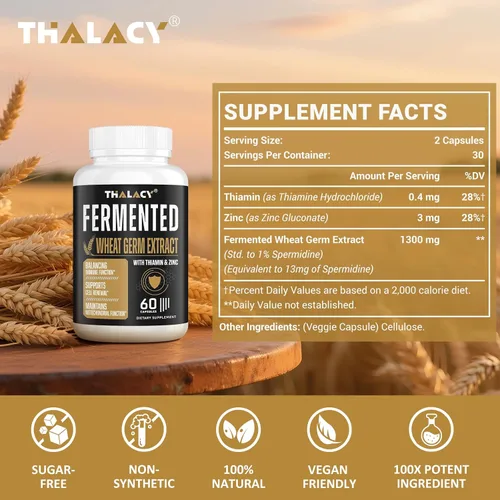 Miniatura 2 de Spermidine Supplements 13mg - 1300mg Cápsulas de extracto de germen de trigo fórmula potente con mayor contenido de espermidina y zinc para un