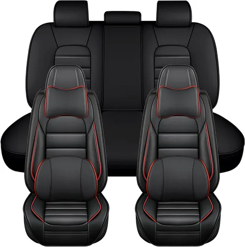 Miniatura 33 de Fundas de asiento para Chevrolet Chevy Aveo 2004-2011, funda de asiento de automóvil de piel sintética, compatible con bolsa de aire, protector