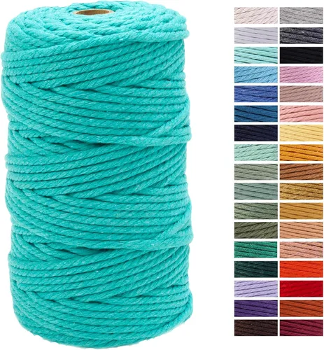 Miniatura 58 de Cuerda de Macramé Gris Claro 3mm x 109 Yardas, Cuerda de Algodón de Colores Cuerda para Manualidades Cuerda de Algodón Colorida para Colgar