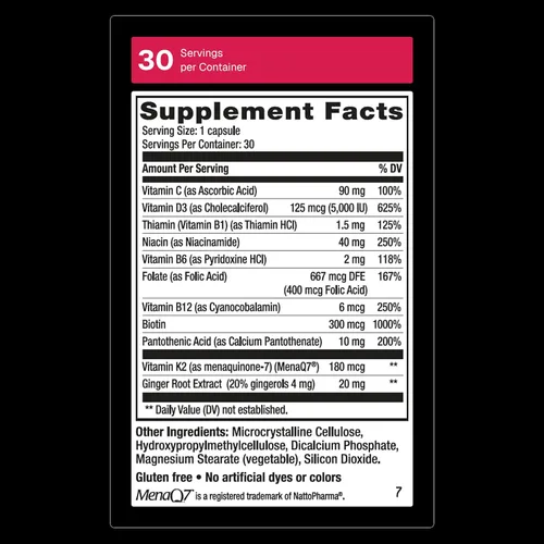 Miniatura 2 de Weider Artery Health - Flexibilidad arterial y salud cardíaca - con vitamina K2, D3 y jengibre - Apoyo óseo e inmunológico* - Sin gluten y vegano