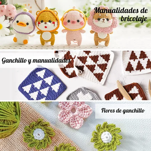 Miniatura 7 de Juego de 20 madejas grandes de hilo acrílico, 105 piezas de ganchillo con ganchos, paquete premium que incluye bolas de hilo de 2000 yardas, agujas