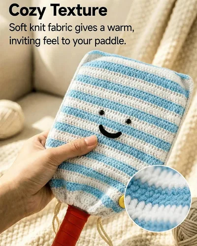 Miniatura 4 de Funda de paleta de pickleball de ganchillo para regalo, funda hecha a mano para mujeres y hombres, bonitos accesorios con bolsa de prensa, lista Azul