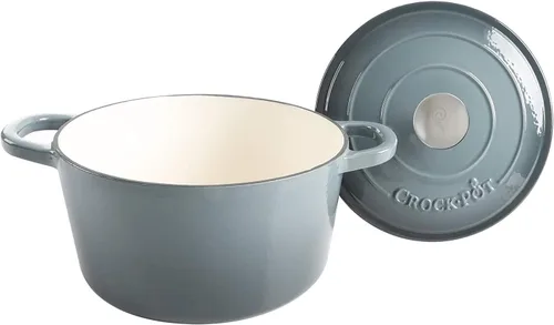 Miniatura 2 de Crock Pot olla para horno holandés de hierro fundido artesanal de 7 cuartos de galón, Gris (slate gray)