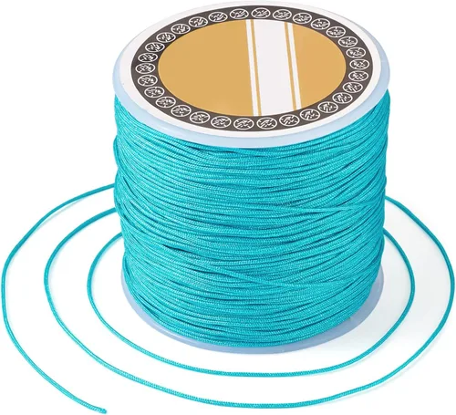 Miniatura 10 de Pandahall - Cordón de nailon para joyería de 109 yardas, cuerda de anudación china de hilo de macramé para joyería Kumihimo (vara dorada)