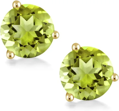 Miniatura 86 de Gem Stone King Aretes de oro de 14 quilates, 0.236 in, piedra natal redonda, Martini, 3 puntas, aretes de oro para mujer