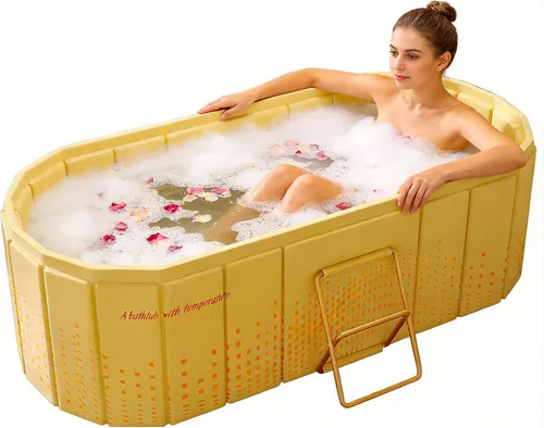 Miniatura 8 de Bañera Portátil para Adultos de 59" Grande Bañera Plegable de Inmersión en Frío Bañera de Hielo Plegable Sin Instalación para Cabina de Ducha, Baño