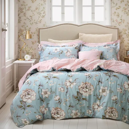 Miniatura 13 de FADFAY Juego de funda de edredón con estampado floral de roseta, juego de ropa de cama de encaje con volantes para niñas, 3 piezas, tamaño individual
