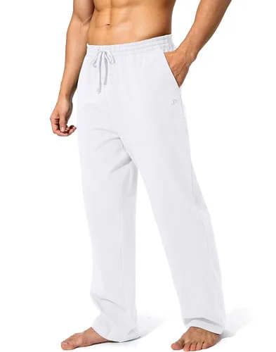 Pudolla - Pantalones deportivos de algodón para hombre, para yoga, pantalones deportivos con parte inferior abierta, informal, pantalones de jersey