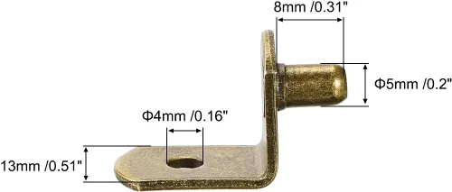 Miniatura 2 de uxcell Clavija de soporte para estante, soporte en forma de L de 0.197 in, estante de armario de muebles, clavijas de soporte con agujero