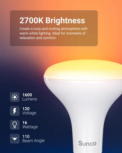 Miniatura 4 de Sunco - Paquete de 6 bombillas LED BR30, bombillas empotradas, iluminación de inundación interior, 1600 LM, 16 W (equivalente a 100 W) 2700 K blanco