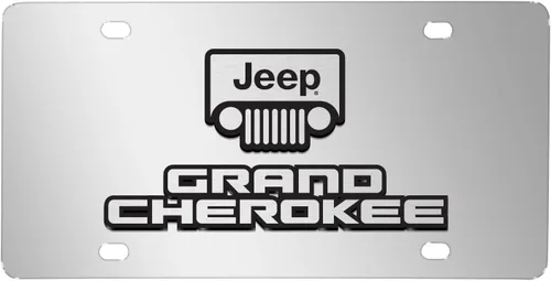 iPick Image Para Jeep Grand Cherokee 3D Espejo de doble logotipo cromado Placa de matrícula de acero inoxidable para decoración