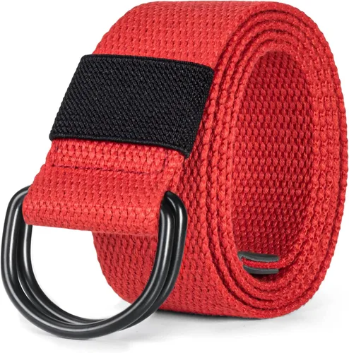 Miniatura 19 de Cinturón para mujeres y hombres de lona con hebilla negra 1 1/2" de ancho extra larga color sólido