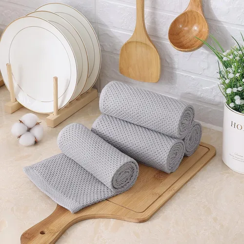Miniatura 285 de Kitinjoy - Paños de cocina de 100 % algodón, tela de tejido gofrado, paño de limpieza ultrasuave, absorbente y de secado rápido. Beige