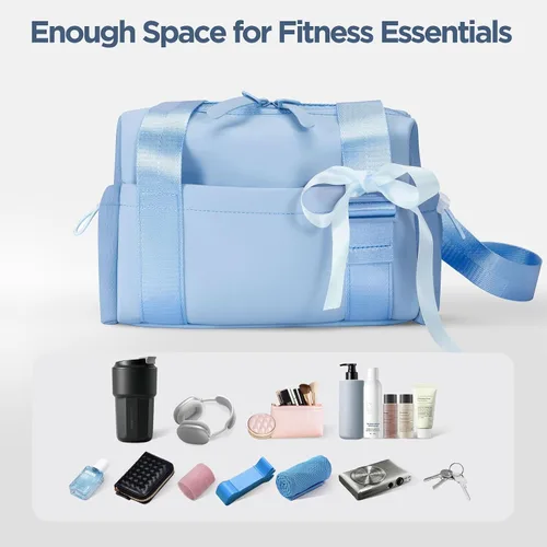 Miniatura 7 de Mini bolsa de gimnasio para mujeres y niñas, pequeña bolsa de gimnasio con compartimento húmedo, bolsa de viaje impermeable, bonita bolsa deportiva