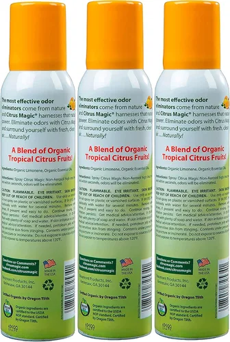 Miniatura 2 de Citrus Magic Ambientador en aerosol orgánico natural que elimina olores, ralladura de naranja, 3 onzas, paquete de 3