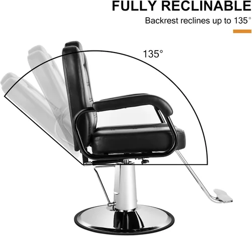 Miniatura 4 de Artist hand Sillas de barberos, silla reclinable hidráulica de alta resistencia, muebles de spa, asiento extra ancho, equipo de peluquería