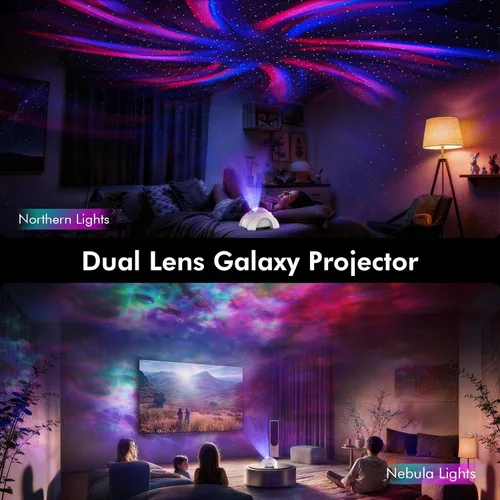 Miniatura 2 de Rossetta Proyector de galaxia de doble lente, proyector de estrellas para dormitorio con ruido blanco y altavoz Bluetooth, control remoto