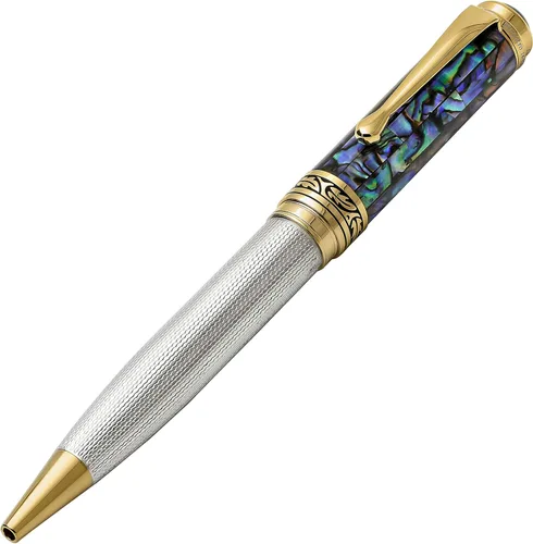 Miniatura 10 de Xezo Bolígrafo Maestro, punta media. Plata de ley 925 maciza y nácar negro con chapado en platino puro. Hecho a mano, edición limitada, serializado.