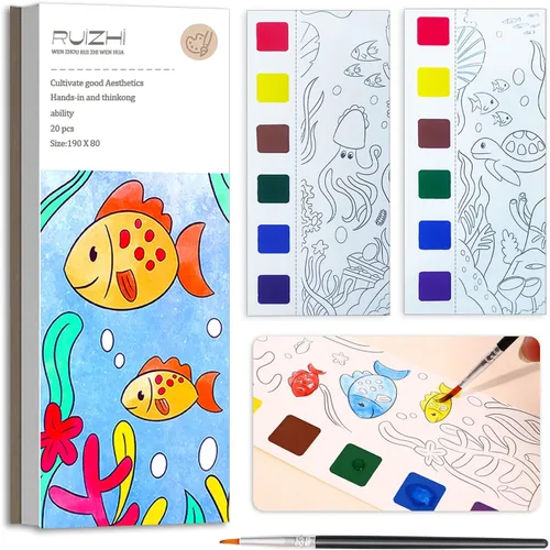 Miniatura 10 de JUNQIU - Paquete de 4 libros de pintura con agua para niños, pintura de acuarela, libros para colorear para niños pequeños, juego de pintura mágica