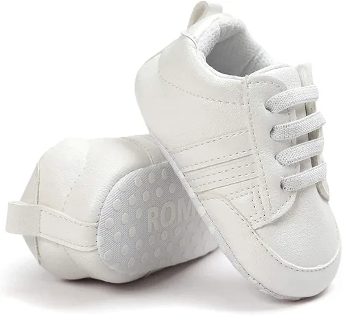 KIDSUN Zapatos deportivos de cuero para bebés y niñas con suela suave antideslizante para recién nacidos zapatos casuales para primer caminante