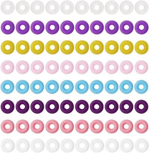 EXCEART Cuentas de tapón reutilizables de colores mixtos para hacer joyas, mini anillo de 0.23 pulgadas, accesorios para collares, pulseras,